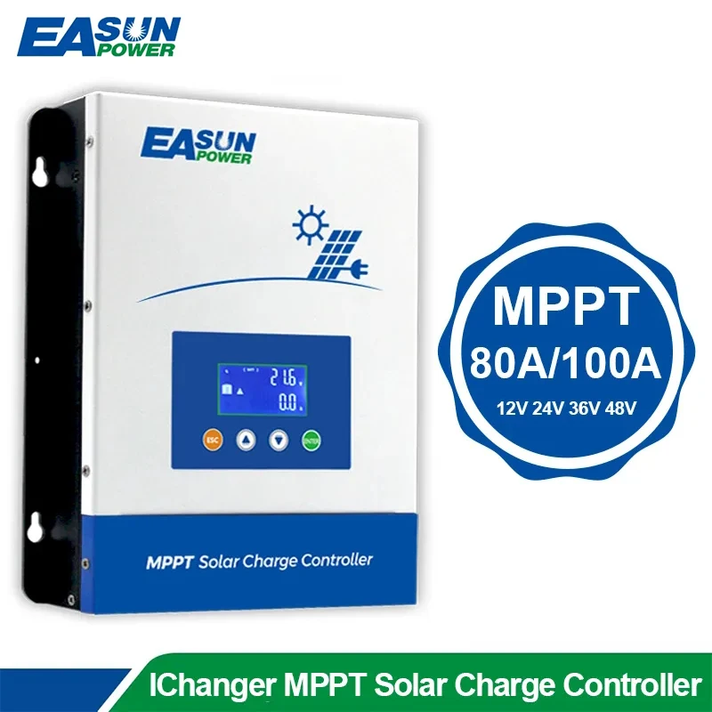 EASUN MPPT Solar Controller 80/100A 12/24/48V Solar Ladegerät Batterie 36Vsetting Ladegerät Max 150Vdc Hintergrundbeleuchtung LCD Solar Regler