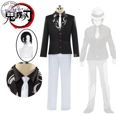 Kibutsuji Muzan Dämon König Cosplay Anime Kimetsu Keine Yaiba Kostüm Uniform Hut Perücke Anzug Halloween Party Outfit für Frauen Männer Image