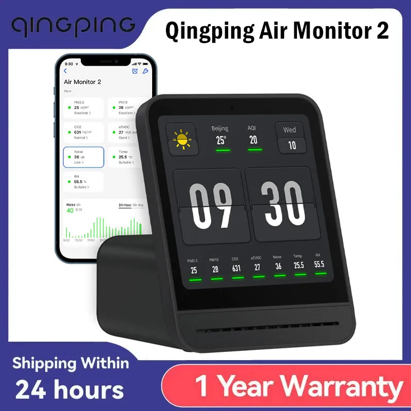 Original Qingping Air Monitor 2 Smart Home Touch Screen Control Temperatur Feuchtigkeit Sensor CO2 PM2,5 Detektor Für Mihome App Image
