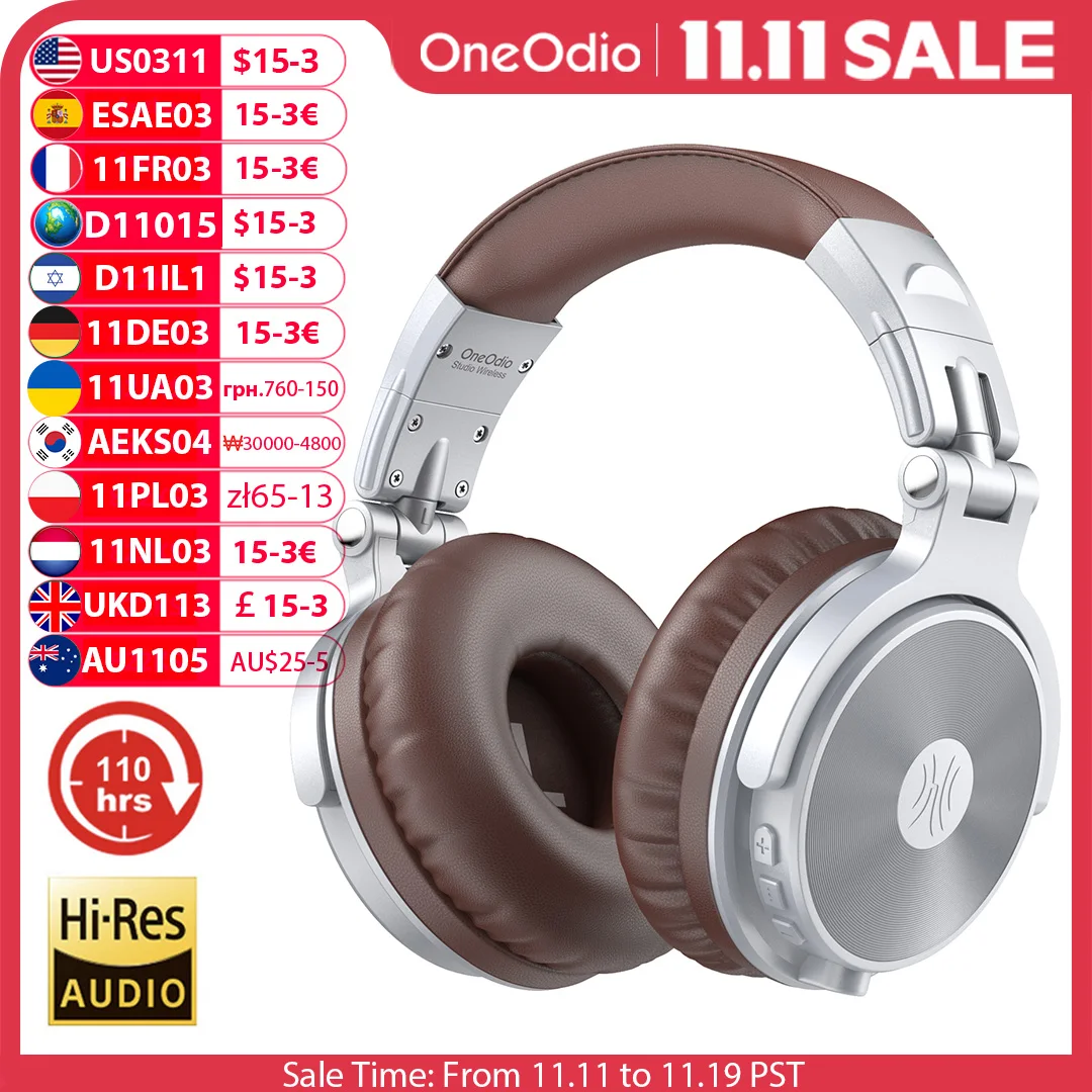 Oneodio Upgrade Pro C Drahtlose Bluetooth 5.2-Kopfhörer Over Ear Typ C Sport-Bluetooth-Headset mit Mikrofon Hi-Res Audio 110 Stunden Image