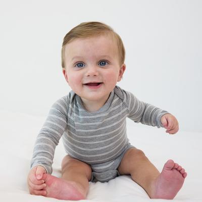 Light Heather Gray Stripes Bodysuit - 6-12 months