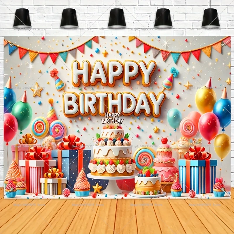 1pc alles Gute zum Geburtstag Fotografie Hintergrund Mädchen Geburtstags feier Hintergrund Dekoration Kuchen Geschenk Kay Foto Dekoration Foto Booth Requisiten Image