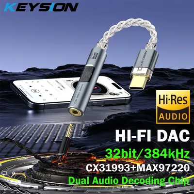 KEYSION Digitaler Audioverstärker CX31993 MAX97220 Dual-Chip Typ C auf 3,5 mm tragbarer AMP HiFi-Audio-Adapter 32 Bit 384 kHz PCM DAC Image