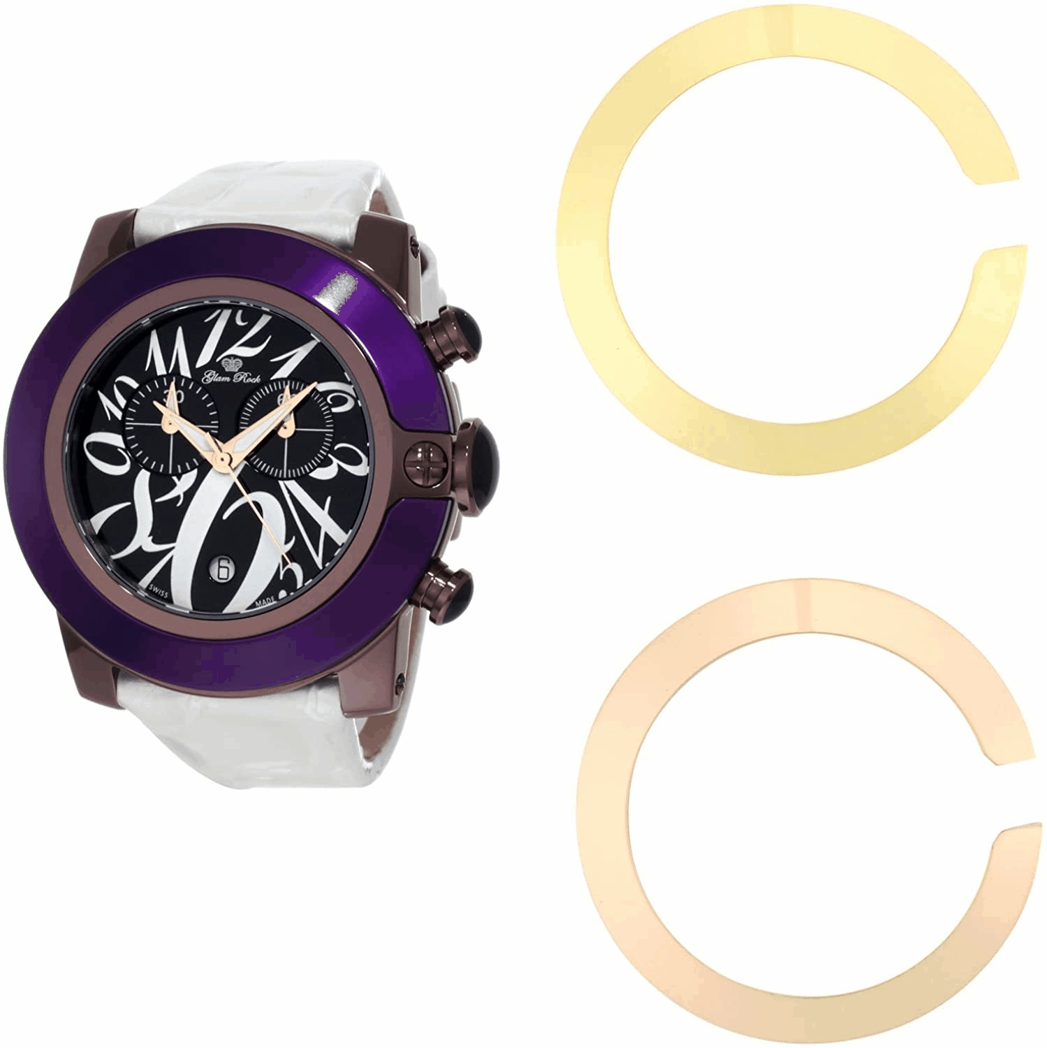 Glam Rock Damenuhr Quartz Grau Lila Image