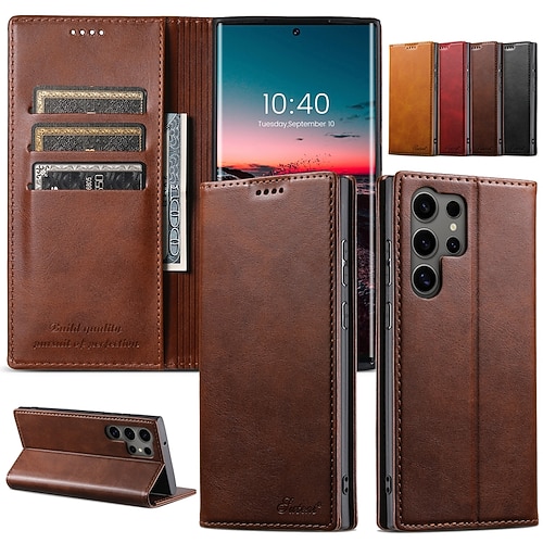 Handy Hülle Handyhüllen Für S26 Ultra Plus S25 S24 S23 Ultra Plus S22 Plus Ultra Rückseite Mit Ständer Magnetisch Kartenfach Retro PC PU-Leder Image