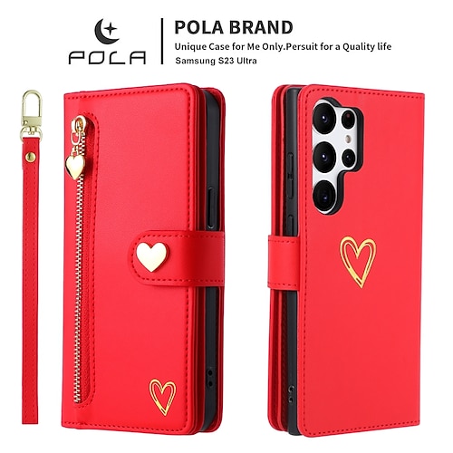 Handy Hülle Handyhüllen Für S26 Ultra Plus S25 S24 S23 S24 FE S22 S21 Ultra Plus S20 A55 5G A35 5G Rückseite Brieftaschenhülle Mit Ständer Reisverschluss Mit Handgelenkschlaufe Retro TPU PU-Leder Image