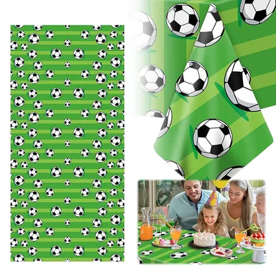 Soccer Sports Table Cover Waterproof Rectangular Soccer Tablecloth Soccer Party Tablecover Soccer