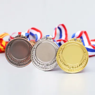 Gold Silver Bronze Award Medals with Neck Ribbon Football Competition Winner Medals Sports Prize