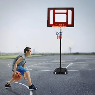 Portable Basketball Hoop Goal System Height Adjustable System 5.6-7ft Adjustable Height for