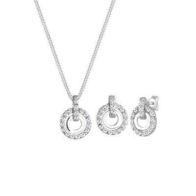 Elli - 925 Sterling Silber Kreis Kristalle Schmuck-Set 1 ct Damen