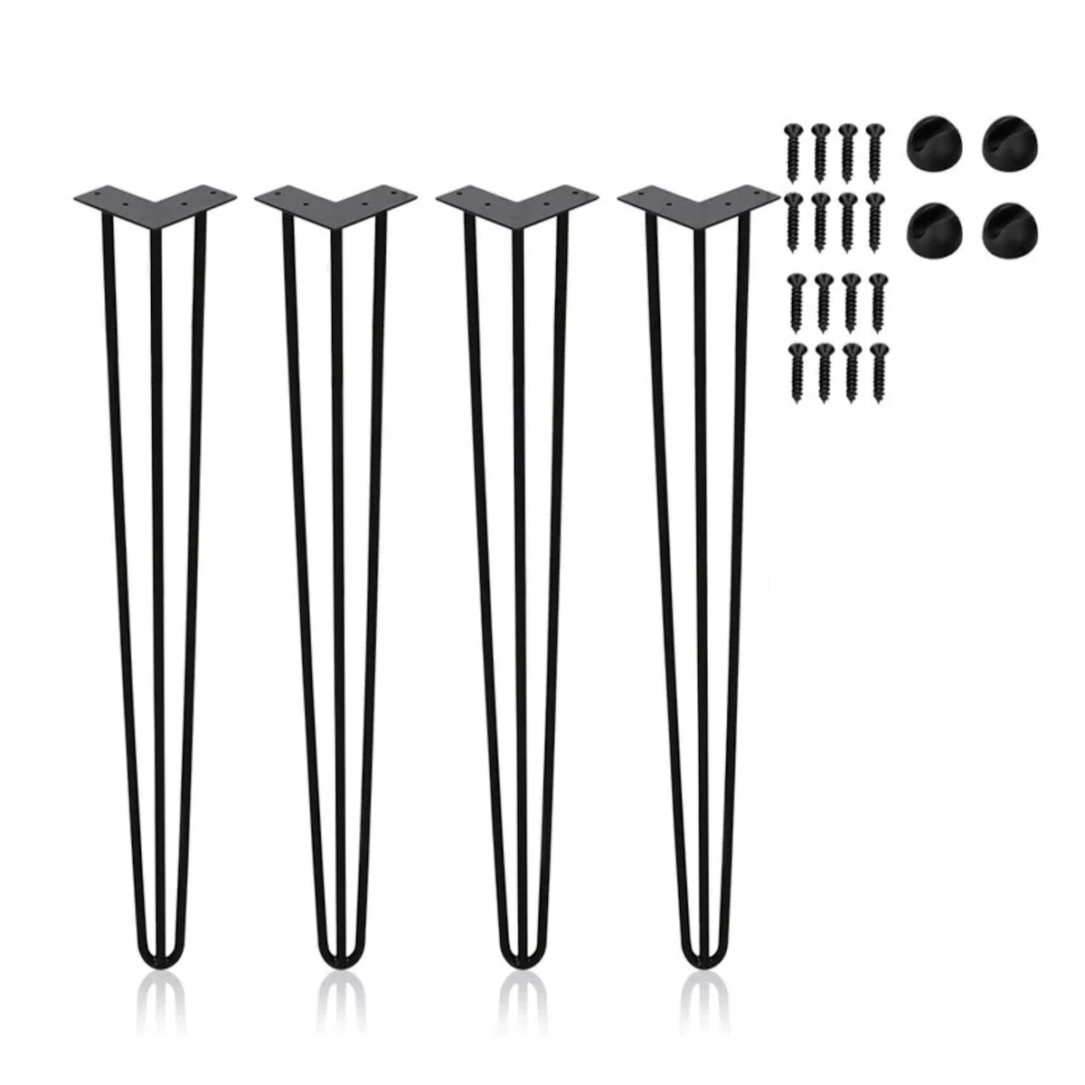 BERLINTABLES Premium Tischbeine 4 Stück Set 91cm Schwarz massiv Stahl|Tischgestell Hairpin Legs 3 Streben Metall Tischfüße Büro/Schreibtisch/Esstisch Image