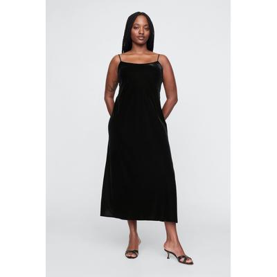 Gap Womens Black Velvet Midi Slip Dress - Black