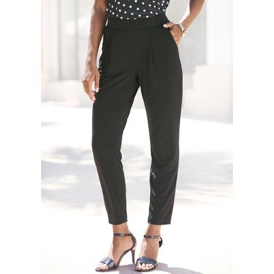 Schlupfhose LASCANA, Damen, Gr. 40, N-Gr, schwarz, Cru00eape, Obermaterial: 95% Polyester, 5% Elasthan, unifarben, modisch, figurumspielend 7/8-Länge, Hosen, mit praktischen Eingriffstaschen, eleganter Business-Look, 7/8-Länge, Topseller Image