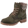 Winterboots TOM TAILOR, Damen, Gr. 40, grün (khaki), Nubuklederimitat, Textil, unifarben, kontrastfarbene Details, casual, Schuhe, Workerboots, Hiking Boot mit Blockabsatz