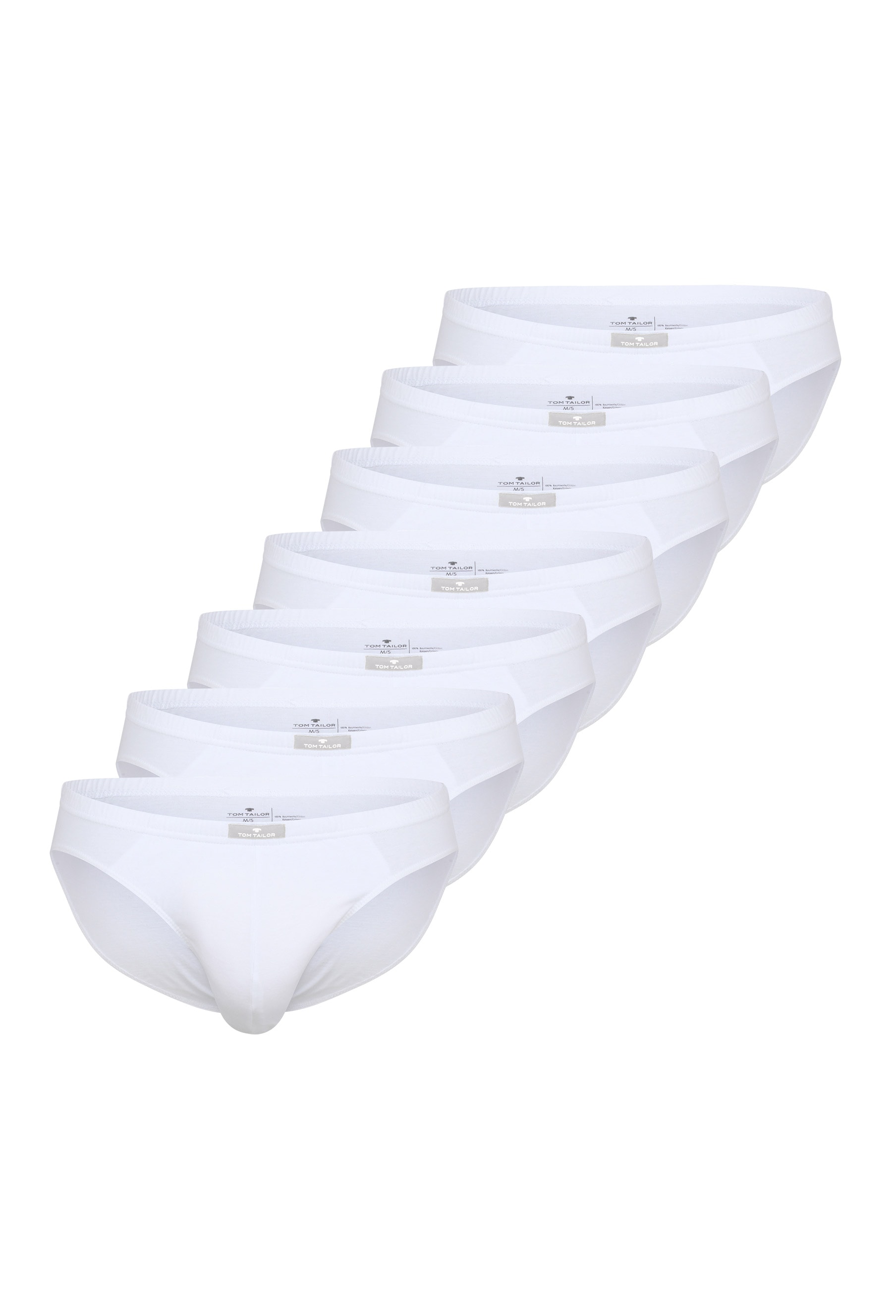 Minislip TOM TAILOR "Texas", Herren, Gr. 7 (XL), 7, weiß (weiß, hell, uni), Single Jersey, Obermaterial: 100% Baumwolle, unifarben, körpernah, Unterhosen, bequem, basic, eng, weich, atmungsaktiv, mit Logo, breiter Bund