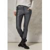 Lederimitathose STREET ONE, Damen, Gr. 29, Länge 30, grau (charcoal silber), Stoff, 79% Viskose, 18% Nylon, 3% Elasthan, unifarben, casual, slim fit lang, Hosen, 5-Pocket-Style