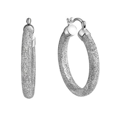 Paar Creolen CELESTA "925 Silber rhodiniert diamantiert", silber (silbergrau), Ohrringe, Damen, ONE-SIZE, Silber 925 (St