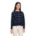 Strickpullover BETTY BARCLAY "Betty Barclay Damen Strickpullover langarm", Damen, Gr. 38, blau (patch dunkelblau, nature), Strick, Obermaterial: 50% Viskose, 27% Polyamid, 23% Polyester., klassisch, gerade normal, U-Boot-Ausschnitt, Langarm,...