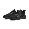 Laufschuh PUMA "Flyer Lite 3 Laufschuhe Erwachsene", Gr. 47, schwarz (schwarz silber metallic), Obermaterial: Textil, Synthetik; Futter: Textil; Innensohle: Textil; Laufsohle: Synthetik, Gummi, Schuhe