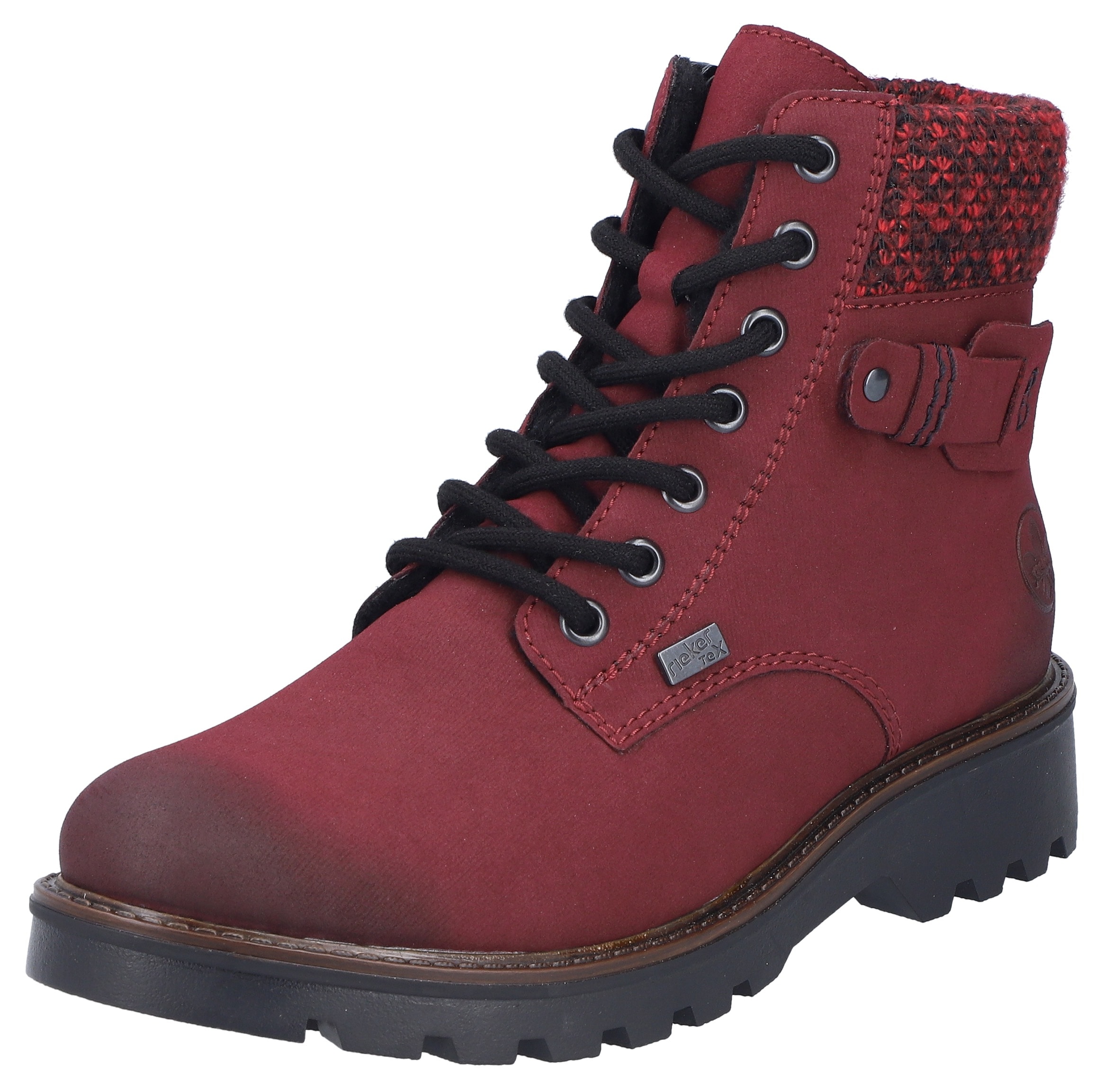 Winterstiefelette RIEKER, Damen, Gr. 38, rot (bordeaux used), Nubuklederimitat, Textil, Schuhe Winterstiefelette, Winterboots mit wasserabweisender riekerTEX-Membran