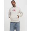 Kapuzensweatshirt JACK & JONES "JJECORP GRAPHIC SWEAT HOOD NOOS", Herren, Gr. S, weiß (weiß melange detail:01), angeraute Sweatware, Obermaterial: 70% Baumwolle, 30% Polyester, meliert, bedruckt, modisch, relaxed fit taillenbedeckt, ohne Ausschnitt,...