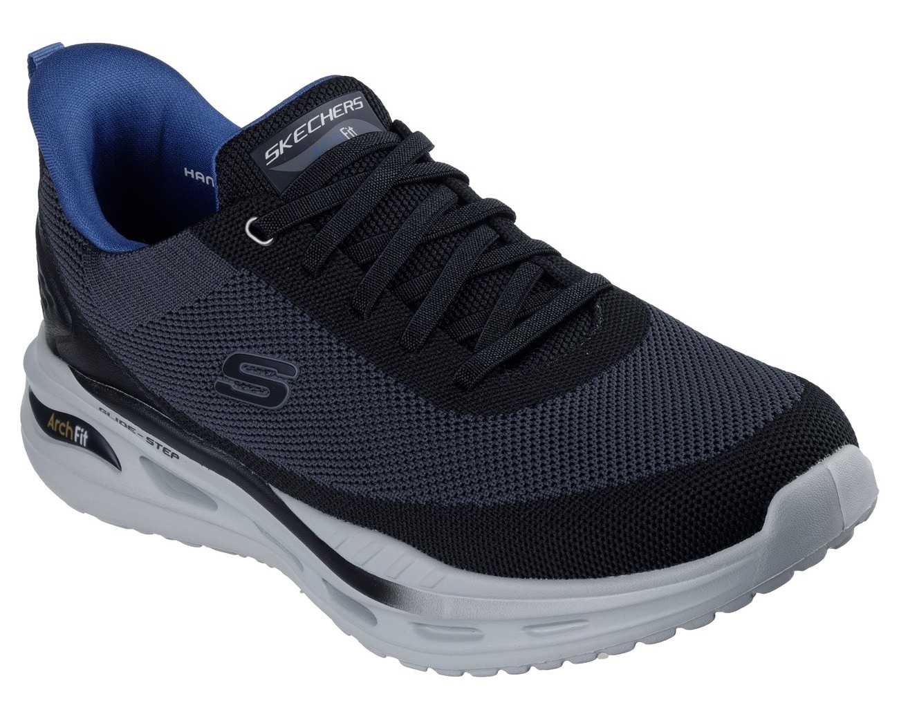 Slip-On Sneaker SKECHERS "ARCH FIT ORVAN-KINCADE", Herren, Gr. 47,5, schwarz-weiß (schwarz, weiß), Textil, Schuhe, Trainingsschuh, Schnürschuh, Schlupfschuh mit Memory Foam