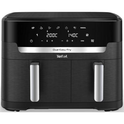 TEFAL Heissluftfritteuse "EY9428 Dual Easy Fry XXL", schwarz, B:43cm H:38,5cm T:51,5cm, Fritteusen, 2 Schubladen, 6,5l + 4,5l, 7 voreingestellte Programme, Rezepte-App