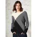 Strickpullover CECIL, Damen, Gr. XS (36), grau (platinum grau meliert), Stoff, 50% Viskose, 28% Polyester, 22% Nylon, gemustert, casual, normal normal, Rundhals, Langarm Bündchen, Pullover, mit grafischem Muster
