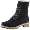 Winterboots TAMARIS, Damen, Gr. 41, blau (navy), Nubukleder, Veloursleder, unifarben, casual, Schuhe, Blockabsatz, Winterstiefelette, Schnürboots mit DUO-TEX-Ausstattung