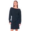 Jerseykleid LE TEMPS DES CERISES "TORTANQ", Damen, Gr. S, EURO-Größen, blau (dunkelblau), 100% Polyester, unifarben, casual, normal, Rundhals, Langarm, Kleider, mit praktischem Bindegürtel