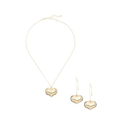 Ohrring und Ketten Set LASCANA Schmuck-Sets golsfarben Damen 2-teiliges Set aus Halskette und Ohrringe mit Herzanhänger