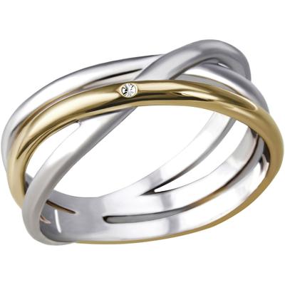Fingerring FIRETTI "Schmuck Geschenk Silber 925 Silberring Ring Bicolor" Gr. 60, gold (silberfarben, gelbgoldfarben, kristallweiß, kristallweiß), Fingerringe, Damen, 60, Silber 925 (Sterlingsilber), 4,2mm, mit Zirkonia (synth.) Image