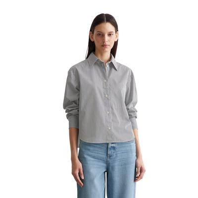 Langarmbluse MARC O'POLO "aus Premium-Baumwoll-Popeline", Damen, Gr. 38, bunt (multi), Obermaterial: 100% Baumwolle, gestreift, Basic, regular fit bauchfrei, Langarm Doppelmanschette, Blusen Image