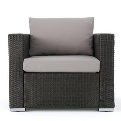 Roomfitters Contemporary Outdoor Wicker Lounge Arm Chair with Cushions for Stylish Patio Seating, Comfortable Garden Furniture