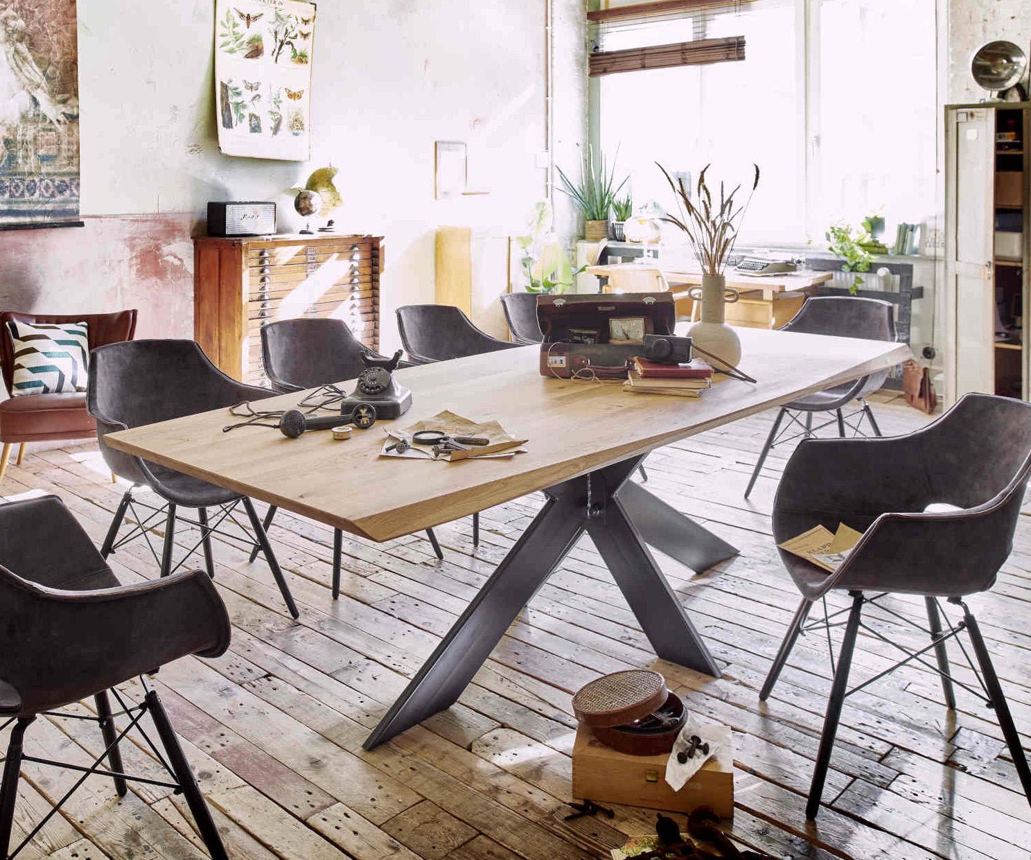 Esstisch Wildeiche massiv Extreme Wildeiche bianco 260x110 cm