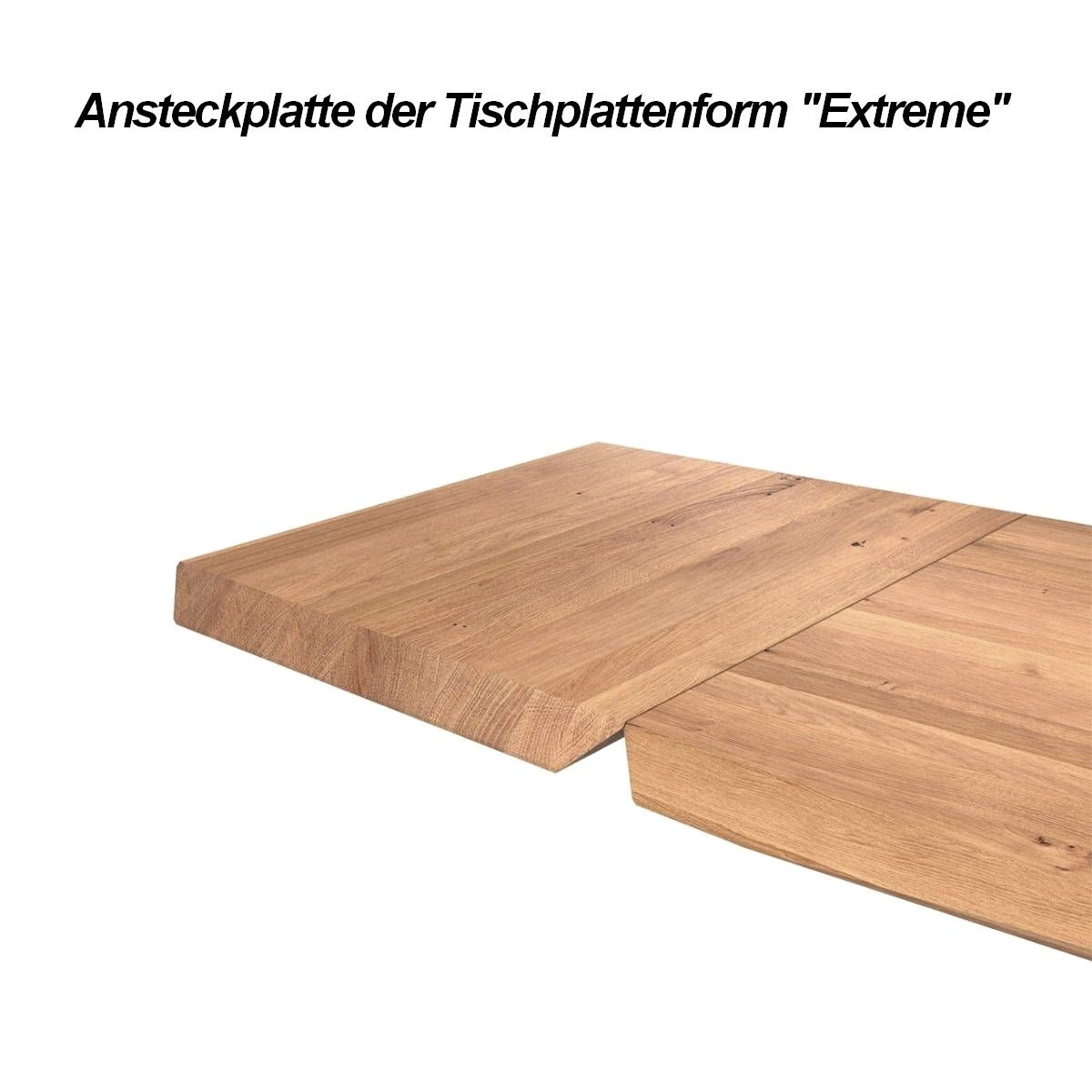 Ansteckplatte Extreme Wildeiche massiv Wildeiche bianco 50x95 cm für Tischgröße 220x105