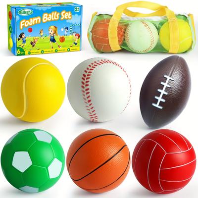 TEMU Set For Toddler, First Bag For +, 1 Of 3.5" Foam , , , , , Volleyball, Fun , Set Of 6