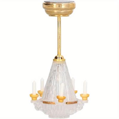 TEMU Miniature Chandelier 1 12 Vivid Decorative Mini Ceiling Lamp With 5 Led Candle For Dollhouse Novelty Craft Dollhouse Chandelier Enables Create