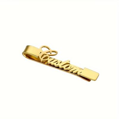 TEMU Custom Engraved Stainless Steel Tie Clip For Men - Personalized Name, Weddings & Formal Events