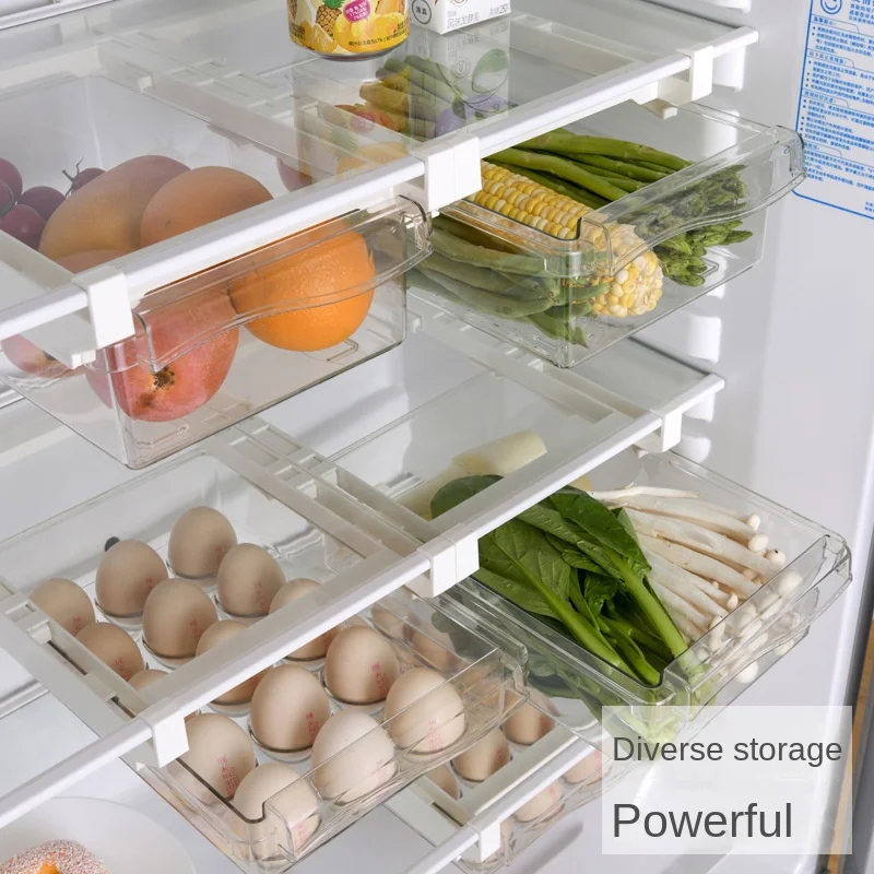 Boîte de conservation des œufs au réfrigérateur, boîte de rangement des aliments et des fruits de style tiroir, support pour œufs, boîte de conservation des aliments frais en plastique domestique