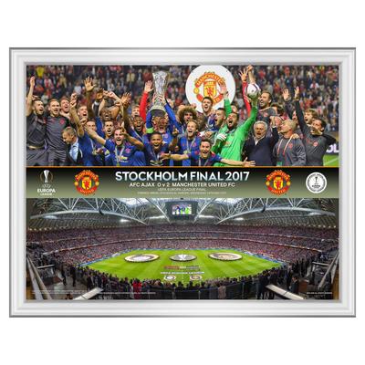 Manchester United Europa League 2017 Final Celebration-Line Up Gerahmter Druck – 40,6 x 30,5 cm Image