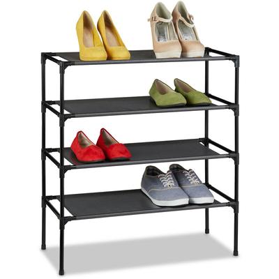 Relaxdays - Stoff Schuhregal Stecksystem, 4 Ebenen, für 12 Paar Schuhe, Schuhständer hoch, HxBxT 68 Image