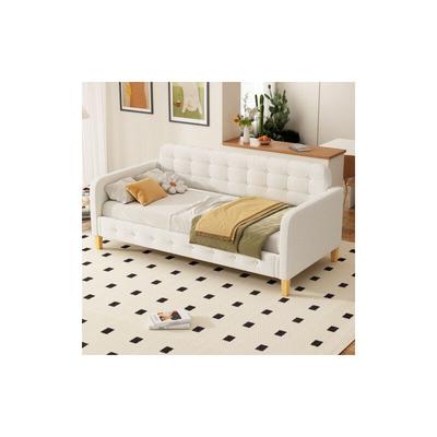 Schlafsofa, Knopfnageldekoration, schlicht und elegant, beige, 90x200cm