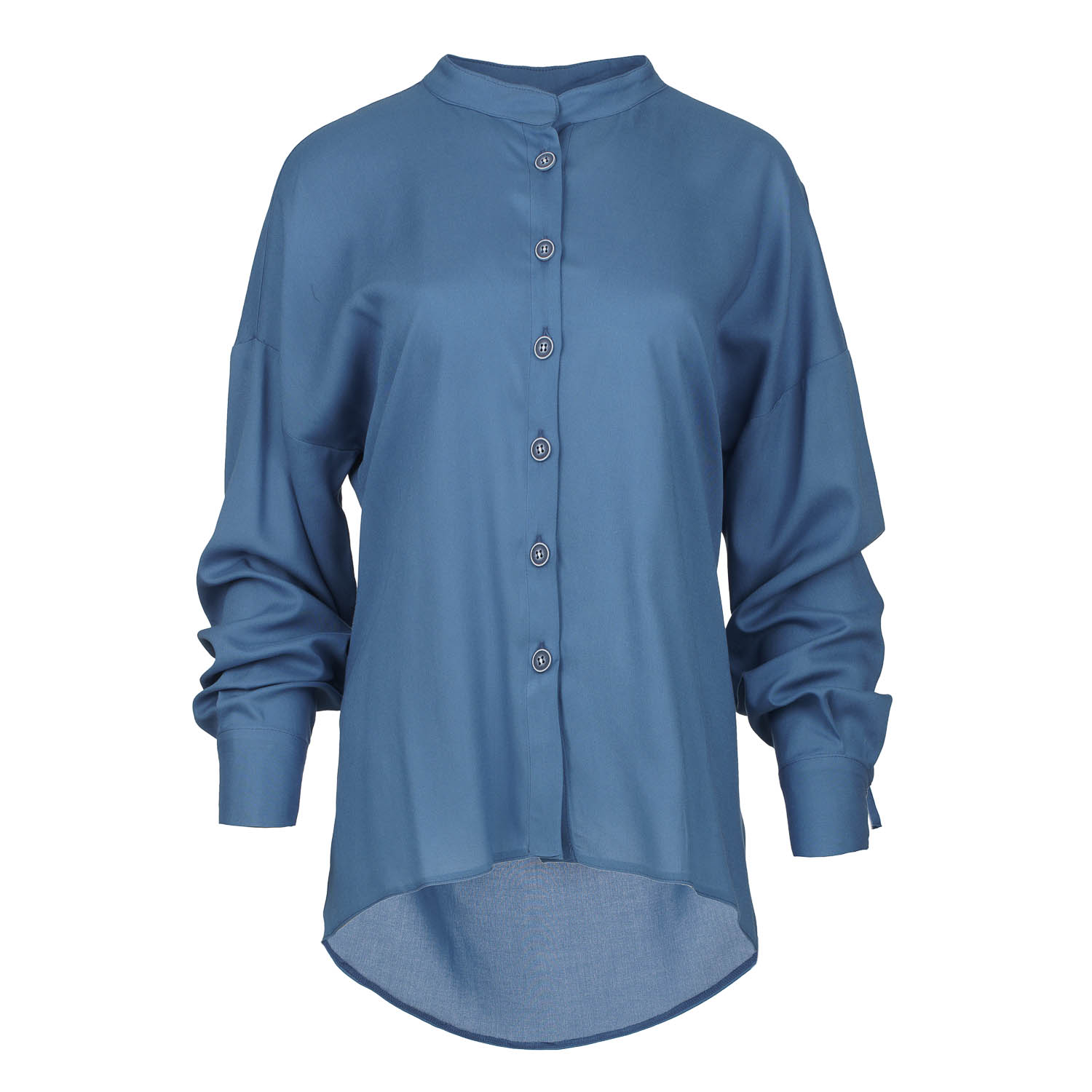 Himmelblaue Bluse mit Mandarinenkragen Image