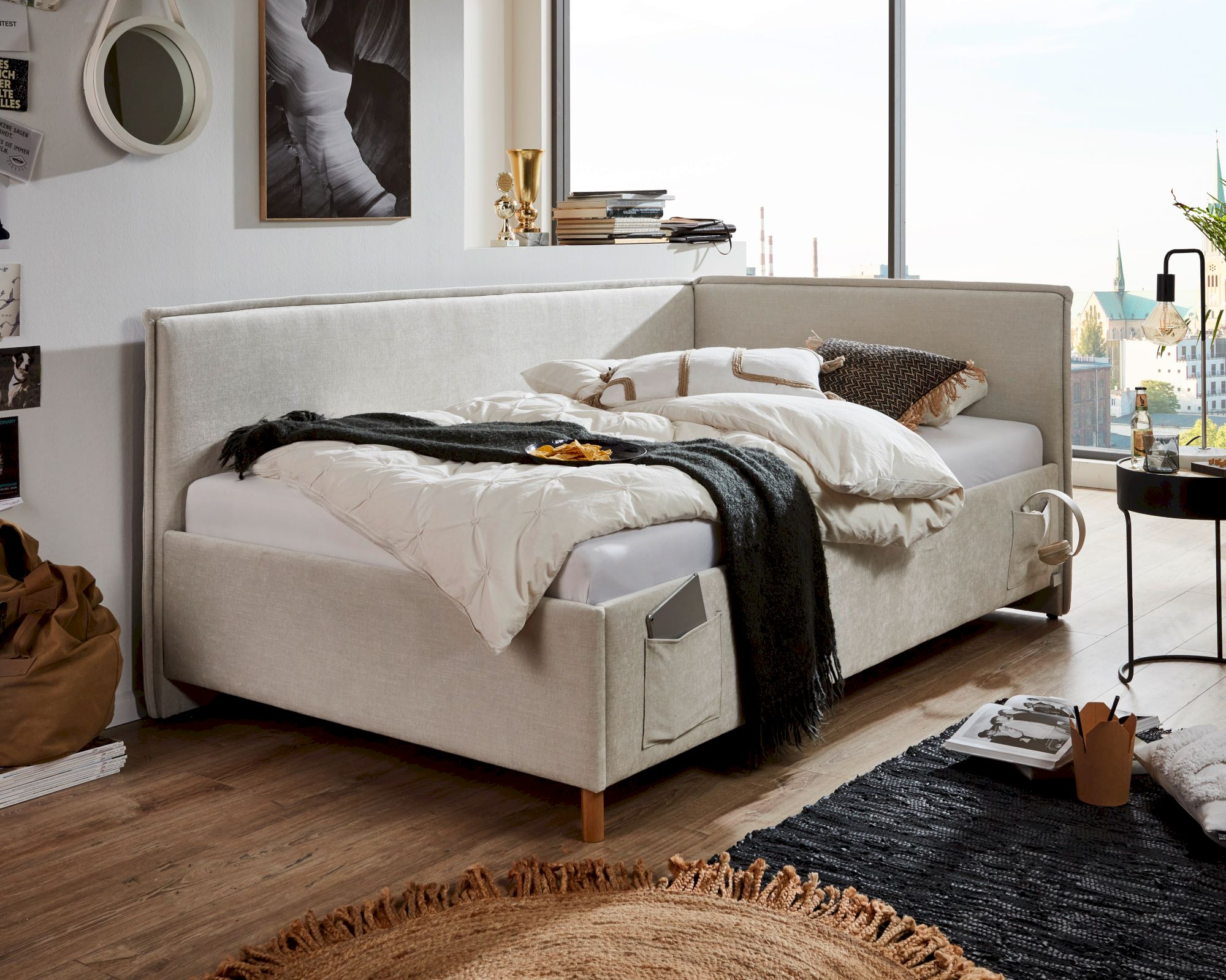 meise.möbel »Fun II« Jugendbett 120x200 cm / beige / mit Rückenteil / mit Bettkasten / ohne Matratze