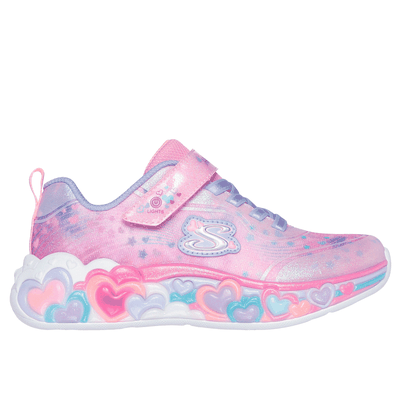 Skechers Girl's S-Lights: Eternal Heart Lights Sneaker | Size 1.5 | Light Pink | Textile/Synthetic