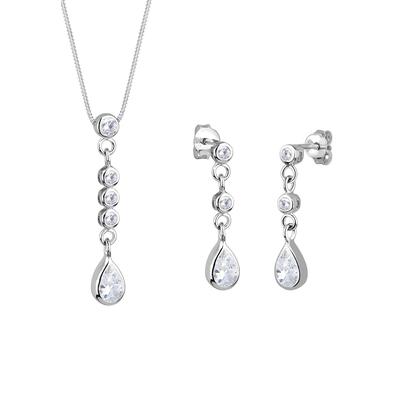 Elli - Tropfen Zirkonia 925 Sterling Silber Schmuck-Set 1 ct Damen