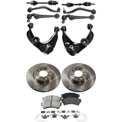 2007 Ford Fusion 12-Piece Kit Front, Driver and Passenger Side Axle Assembly, Front Wheel Drive, With 16 in. Wheels, New, includes (2) Axle Assembly, (2) Brake Disc, (1) Brake Pad Set, and (6) Control Arm