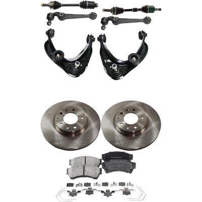 2008 Ford Fusion 9-Piece Kit Front Axle Assembly with Brake Discs, Brake Pad Sets, and Control Arms