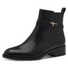 Stiefelette TAMARIS, Damen, Gr. 38, schwarz, Glattleder, unifarben, klassisch, Schuhe, Blockabsatz, Businessschuh, Ankleboots mit T-Logoverszierung